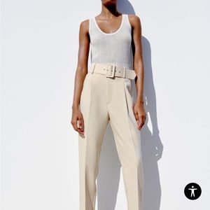 Zara High Rise Strain Leg Pants with Belt